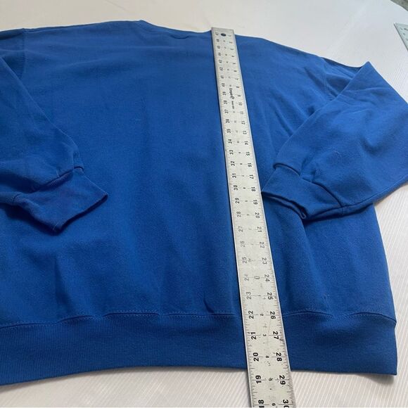 Tultex Blue Crewneck Sweater with Yellow Graphic - Picture 7 of 7